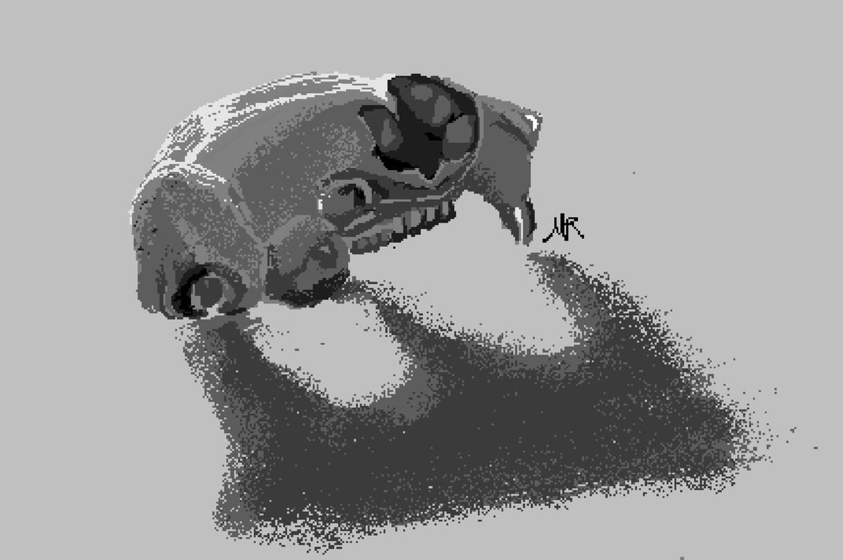 Study of a rat skull made using JS Paint, a browser version of MS Paint.