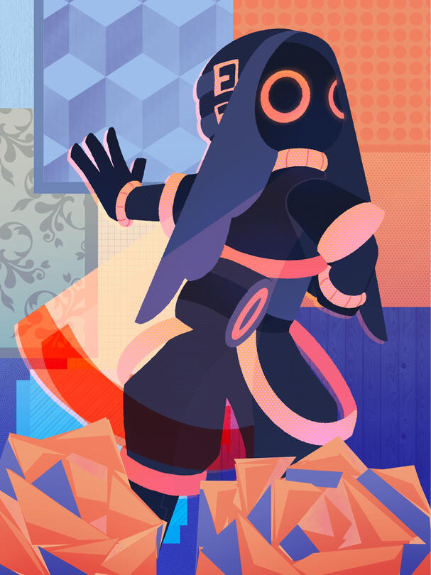 Futuristic Mothman with a limited pallet