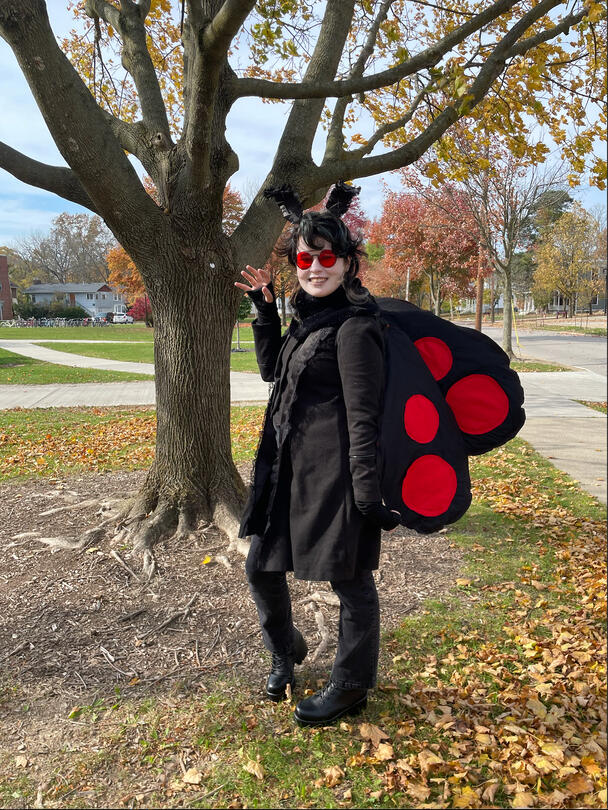 Recycled material mothman halloween costume (Picture taken by Zivia Avelin)